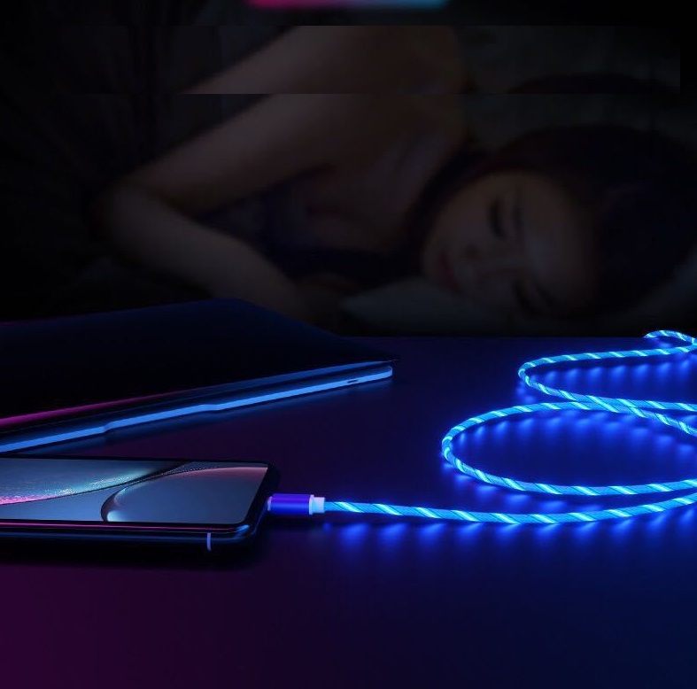 Cáp sạc điện thoại iPhone, Android, Type C có đèn Led
