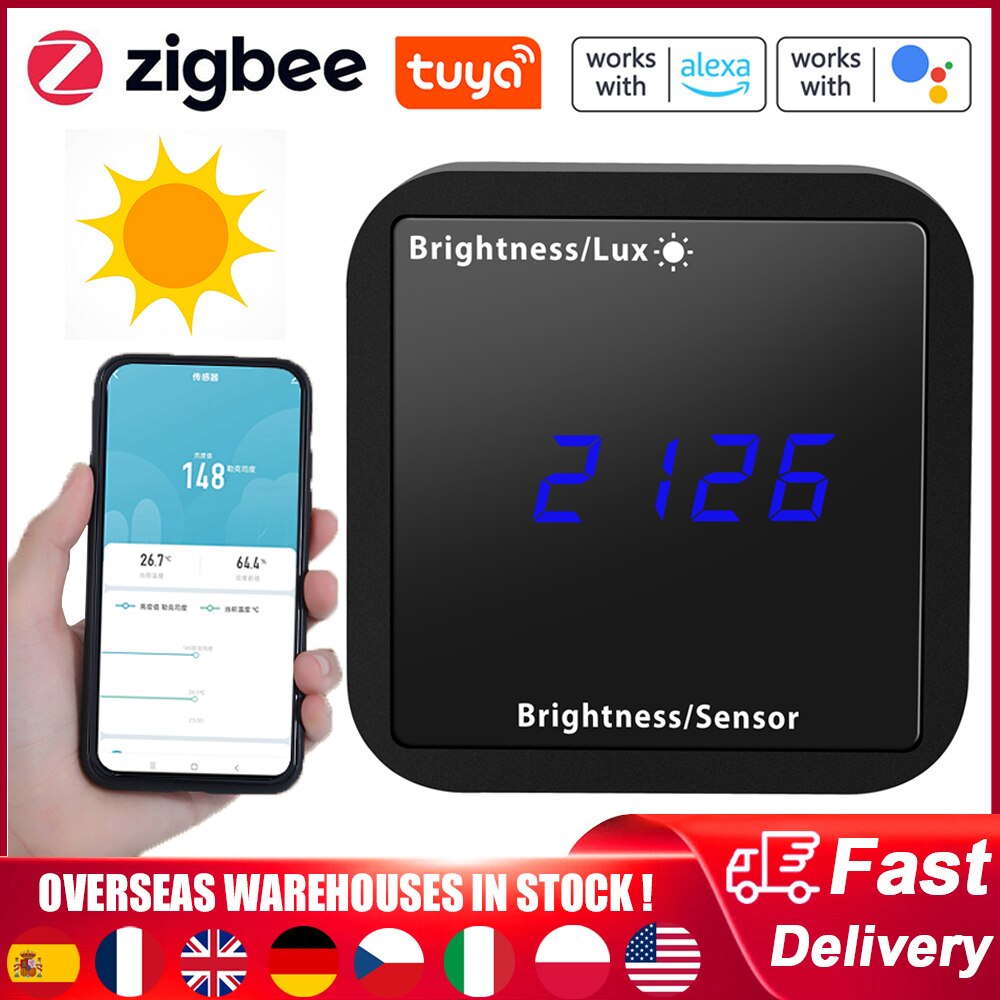 Tuya Zigbee Intelligent Illuminometer Temperature Humidity Sensor LED Display APP Control For Alexa Google Home Lux Meter