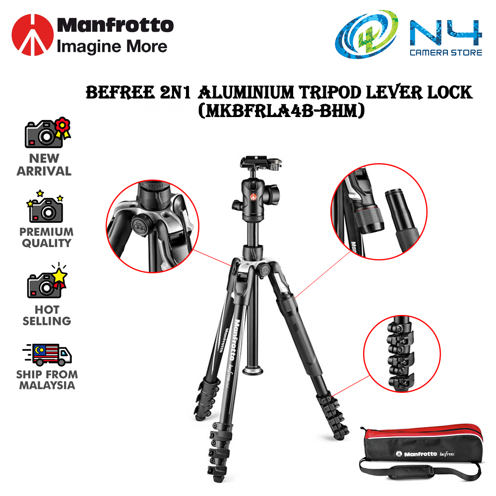 Befree 2N1 Aluminium tripod lever, monopod included - MKBFRLA4B-BHM