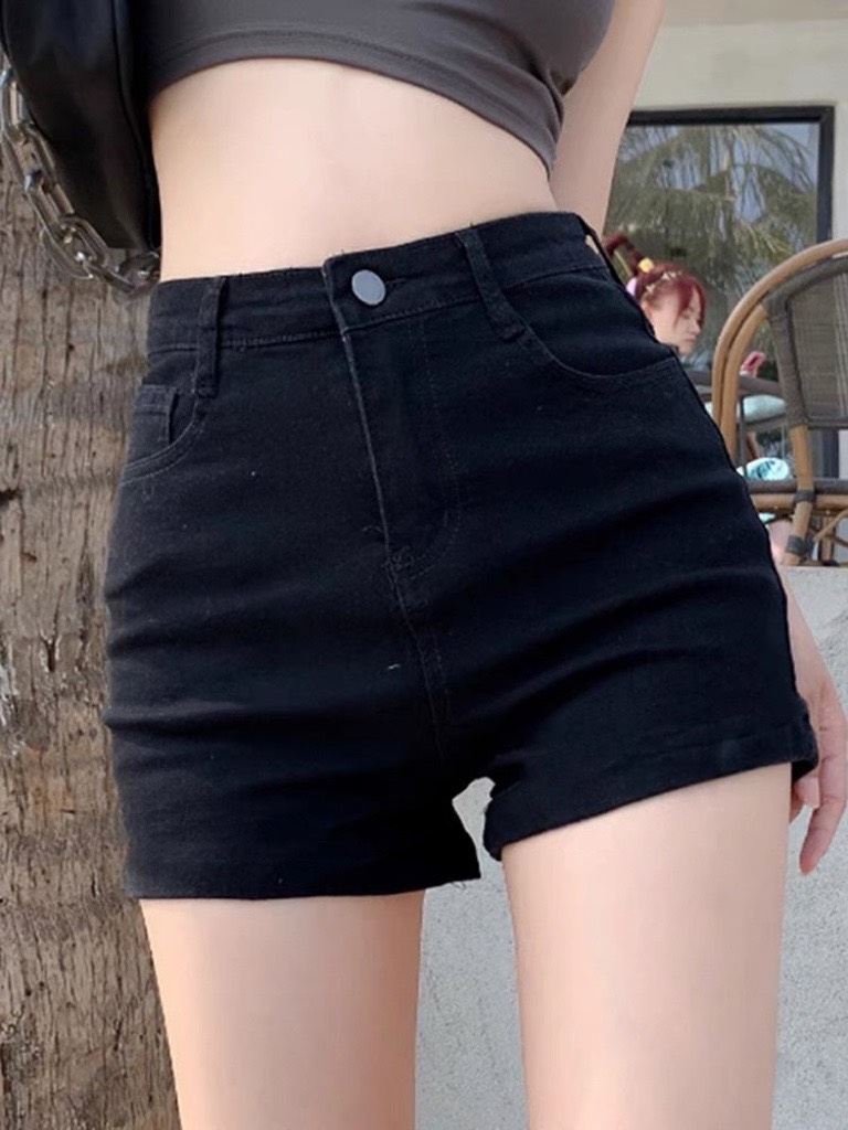 [60kg~90kg]QUẦN SHORT JEAN NỮ BIG SIZE ĐEN TUYỀN CO DÃN MẠNH 2667 - MoliJeans