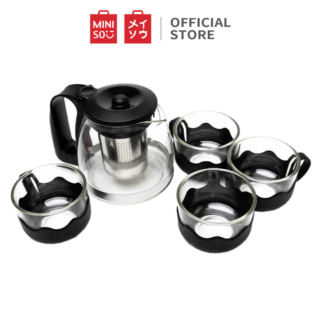 MINISO กาชงชา ชุดกาน้ำชาสแตนเลส พร้อมแก้ว ชุดถ้วยน้ำชา Tea set - Miniso ...
