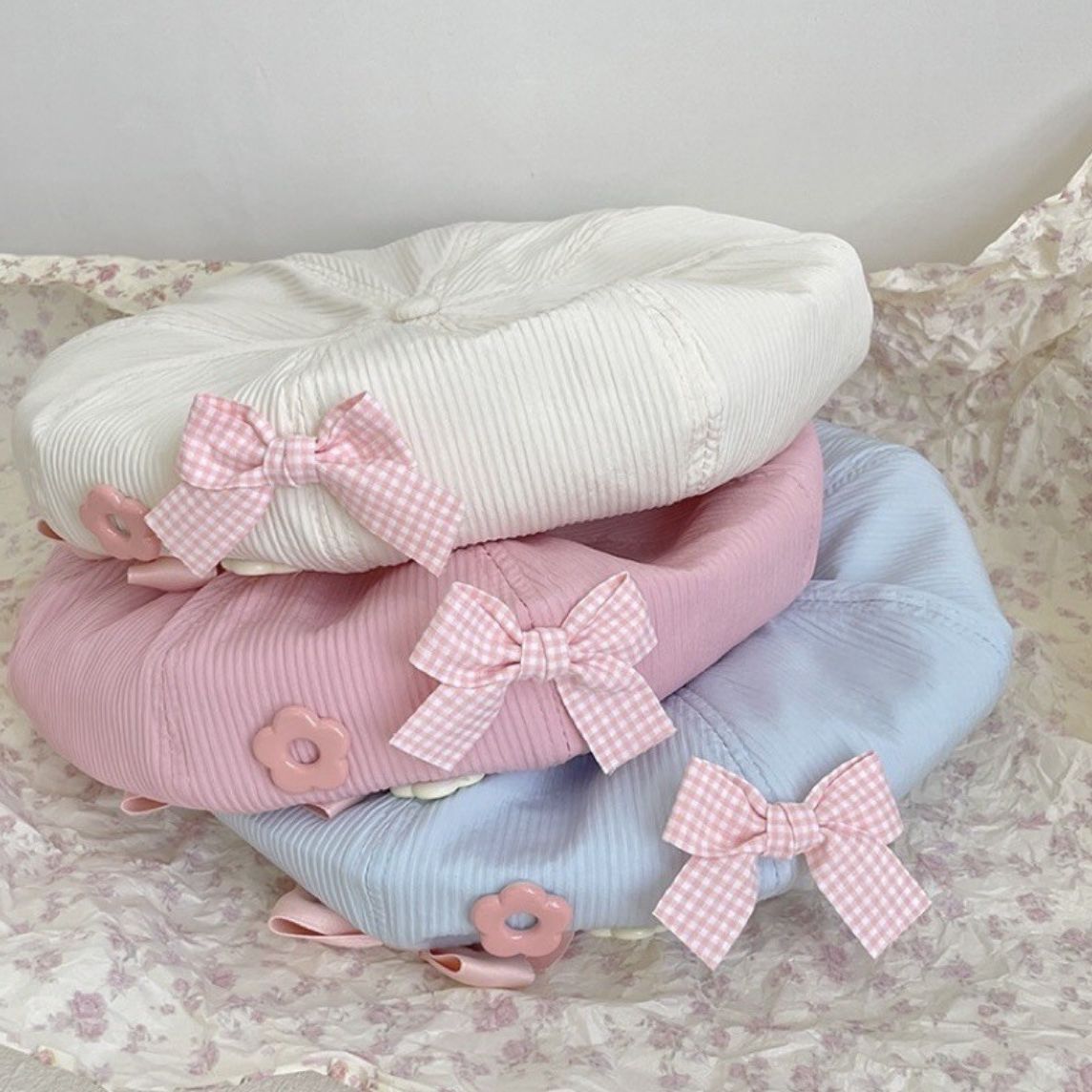 Mũ nồi beret đính nơ dễ thương