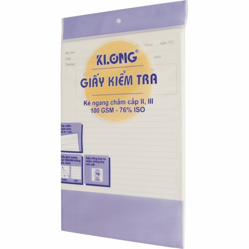XẤP GIẤY KIỂM TRA CẤP 2,3 B5 KLONG (20 TỜ KÉP / XẤP, GIẤY 100GSM, MÃ 279)