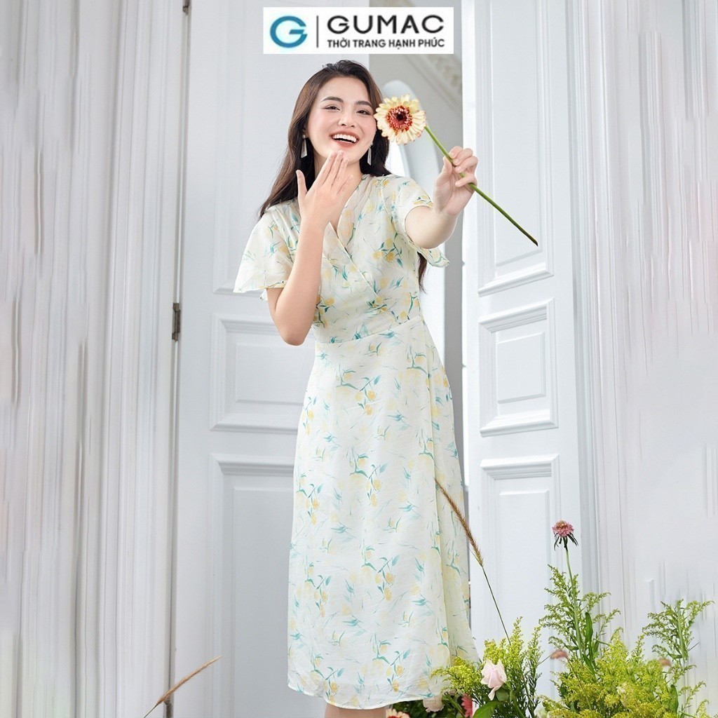 [15 - 17.6 |Voucher 8-15%] Đầm nữ cổ tim kiểu phối thời trang GUMAC DD12061