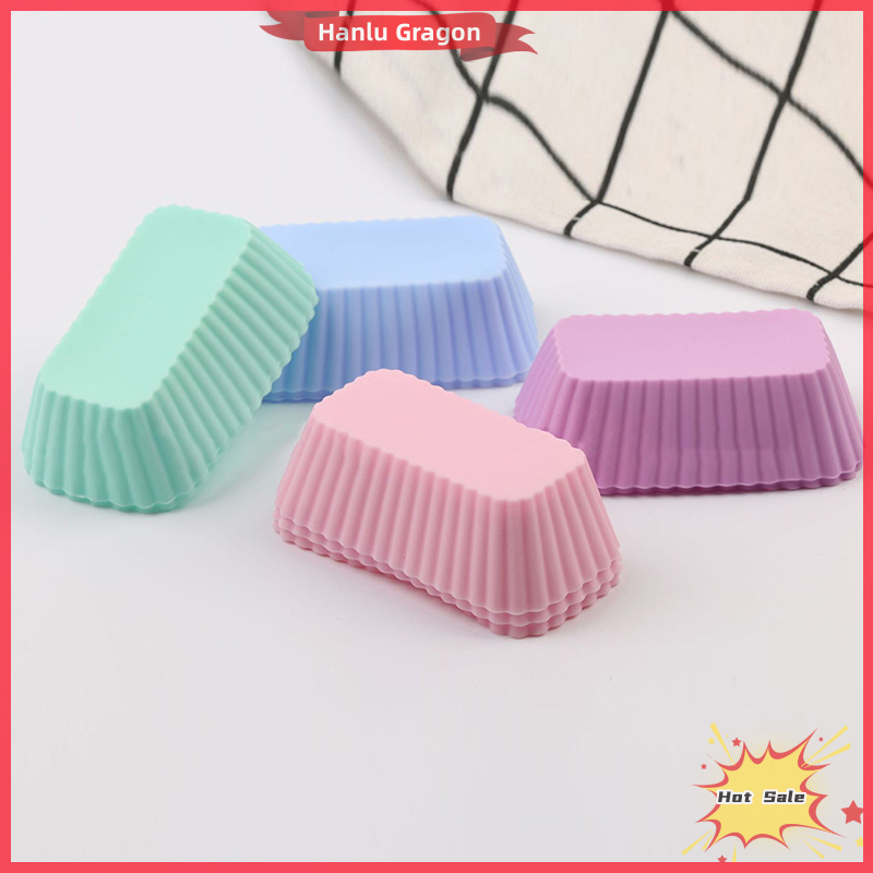 Hanlu 5Pcs Silicone Cake Molds Rectangular Muffin Cup Cake Baking Mould Kitchen Pastry Tool