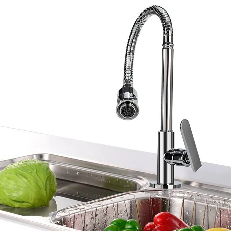 Solid Brass Kitchen Faucet Wall Mounted Chrome Kitchen Sink Faucet Kitchen Tap Single Cold Water Tap Torneira Cozinha De Parede Hot 2023
