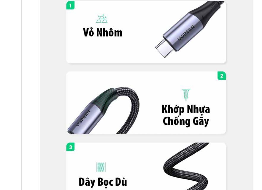 Cáp USB Type-C to USB Type C 3.1 Gen 2 Ugreen 80150 (dài 1m) Chính Hãng