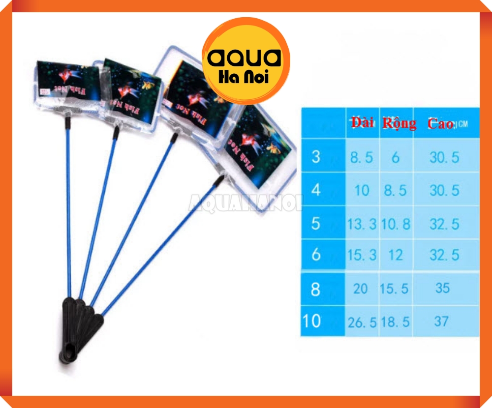 Vợt cá tép lưới vuông - các kích cỡ