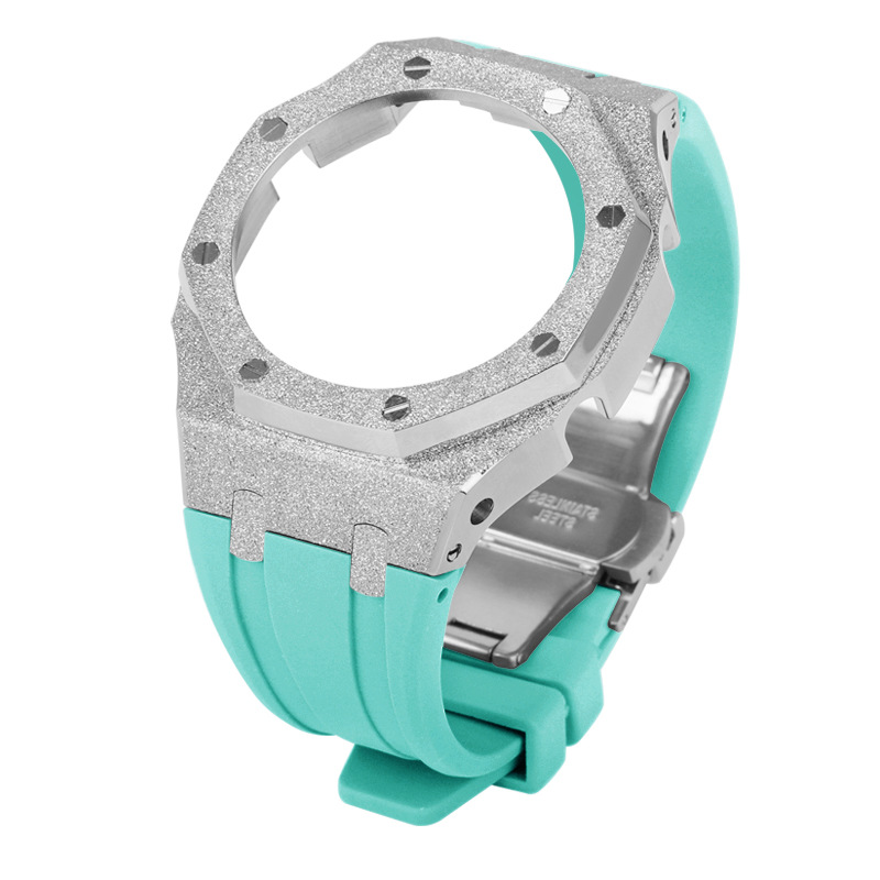 Silicone ruer strap g shock ga 2100 metal watch mod kit b strap for g shock 2100 dial