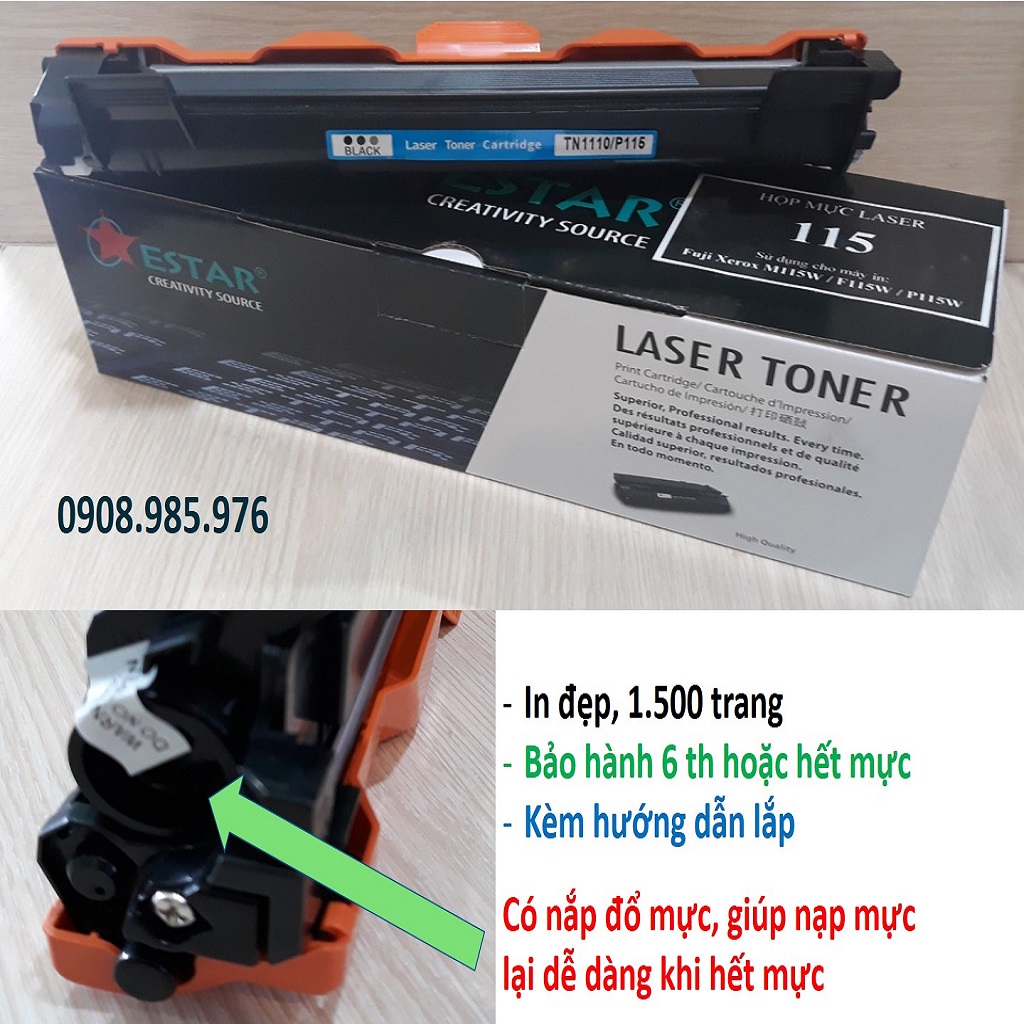 Hộp mực Xerox CT 202137, Fuji Xerox Docuprint M115w, F115w, P115w, cp115w, in đẹp. Là Cartridge, catrich, toner, ống mực máy in laser trắng đen