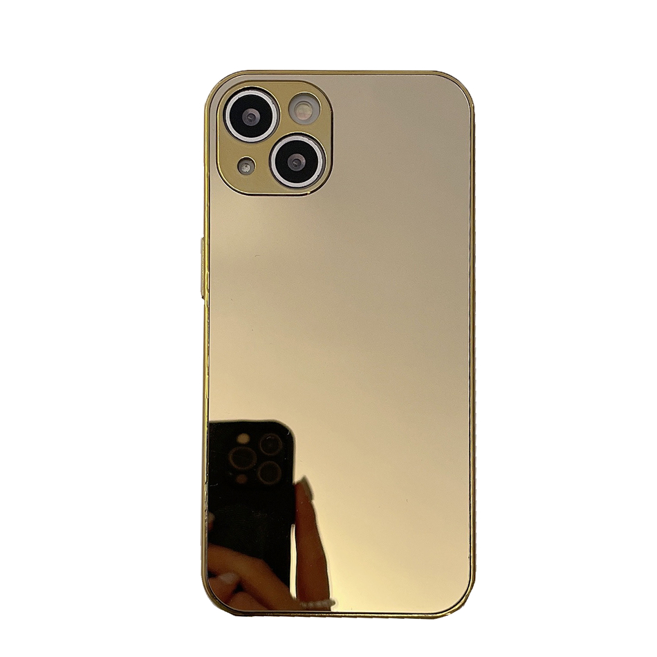 Luxury Glossy Plating Gold Silver Mirror Plain Phone Case for iPhone 16 15  14 13 12 11 Pro Max Plus Back Cover