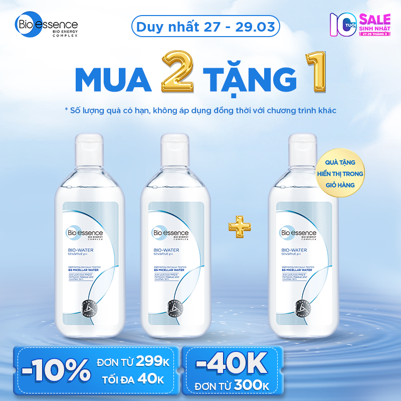 [27-29/3 MUA 2 TẶNG 1] Combo 2 Nước tẩy trang ẩm mượt Bio-Essence Bio-Water 100ml/chai