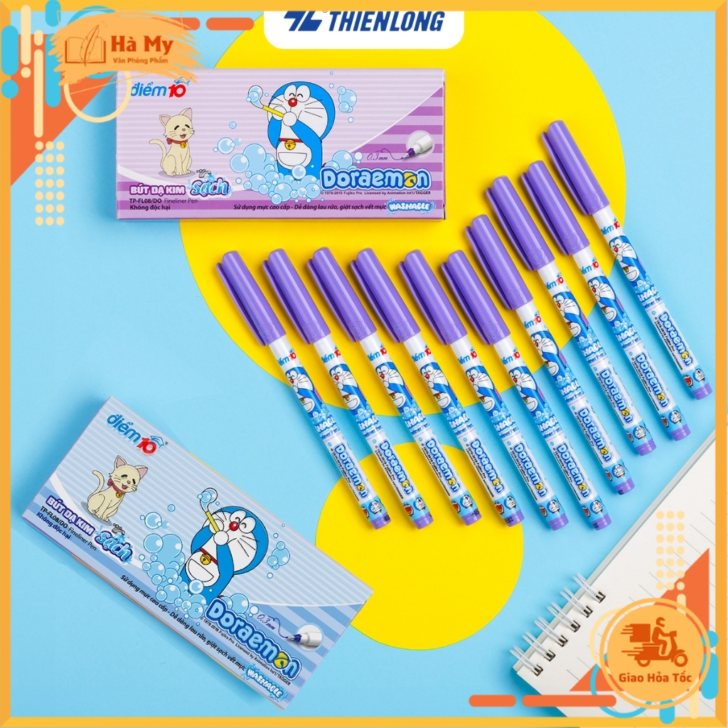 (Hộp 10 Cây) Bút lông kim Điểm 10 Doraemon TP-FL08/DO - Tím