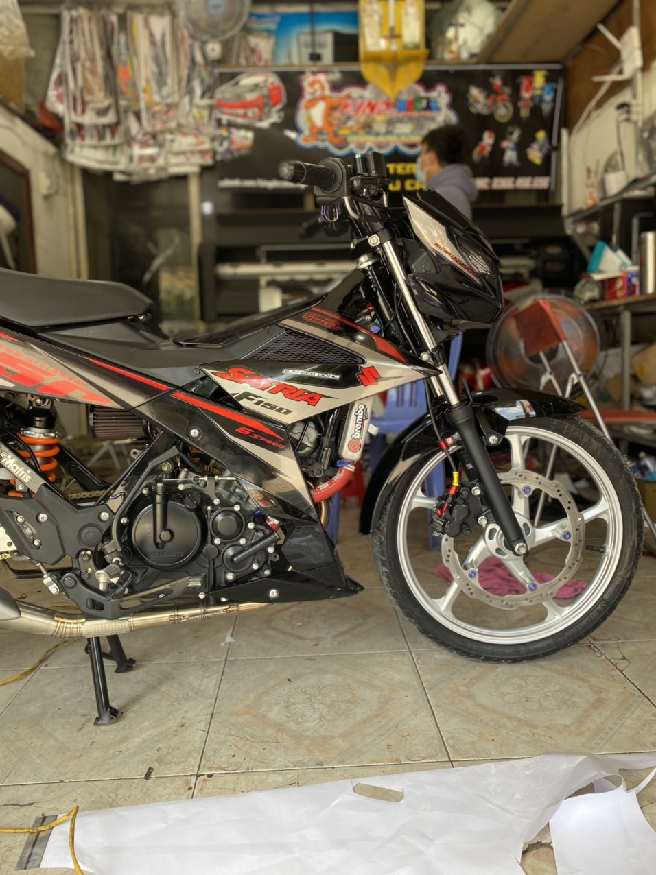 Tem Rời Candy cao cấp Satria màu đen đỏ xám