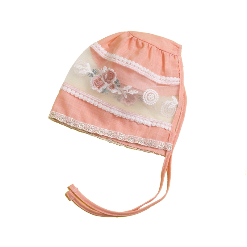 Baby Girl Embroidery Bonnet Christening Lace Flower Hat Cute Headwear Sun Cap