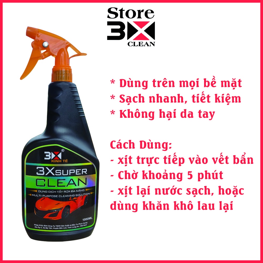 DUNG DỊCH RỬA XE TẨY DẦU MỠ 3X SUPER CLEAN 1000ML