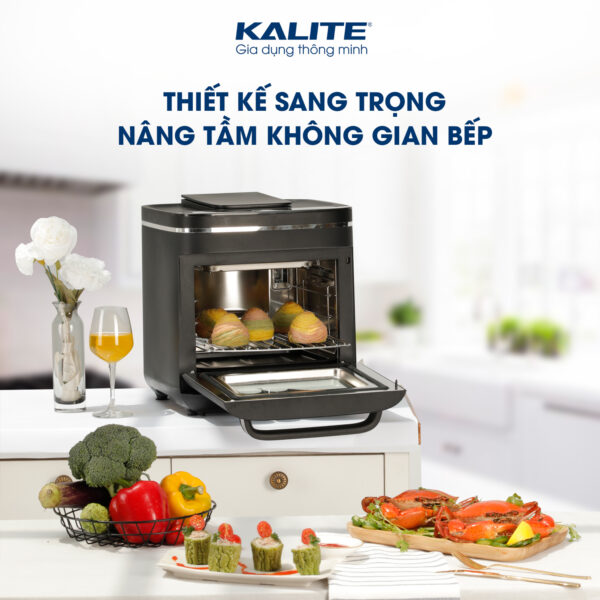 Nồi chiên hơi nước Kalite Steam X, công suất 1635W, dung tích 15L, công nghệ chiên hấp 3 trong 1, 9 chế độ lập trình sẵn, 4 chế độ điều chỉnh bằng tay, tiện lợi, bảo hành 24 tháng