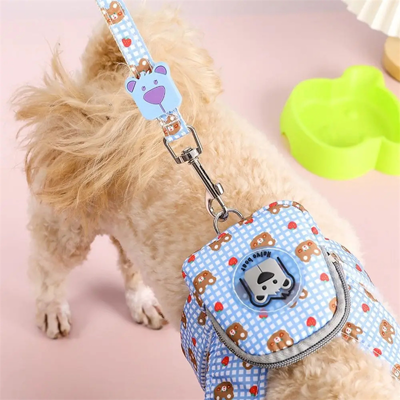 Stylish Adjustable Pet Leash Dog Harness Leash Mesh Breathable Collar Leash Strap Complete Set Pet Leash Belt Traction Rope Dog Collar Traction Rope Pet Harness Dog Breast Strap Dog Vest