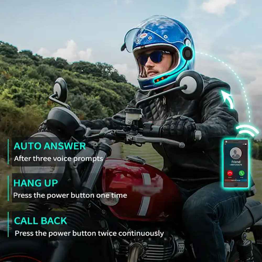Aitemay Motorcycle Bluetooth 5.0 Stereo Headset Universal Headphone Wireless Earphone