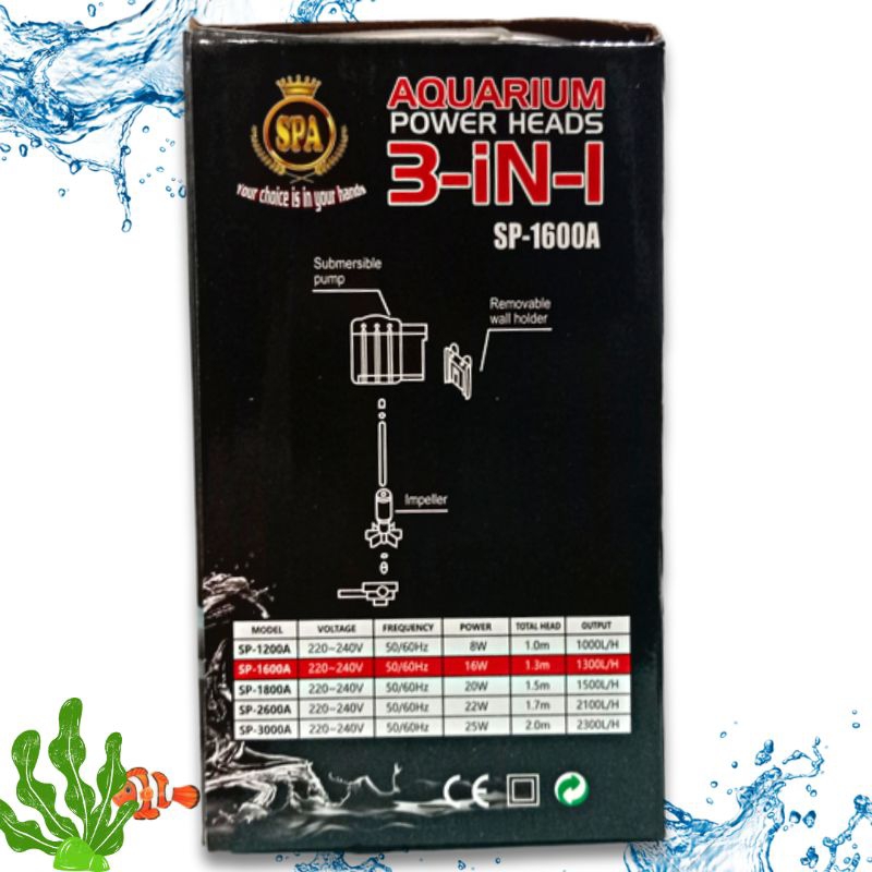 Pompa Kolam Aquarium Hidroponik SPA 1600A