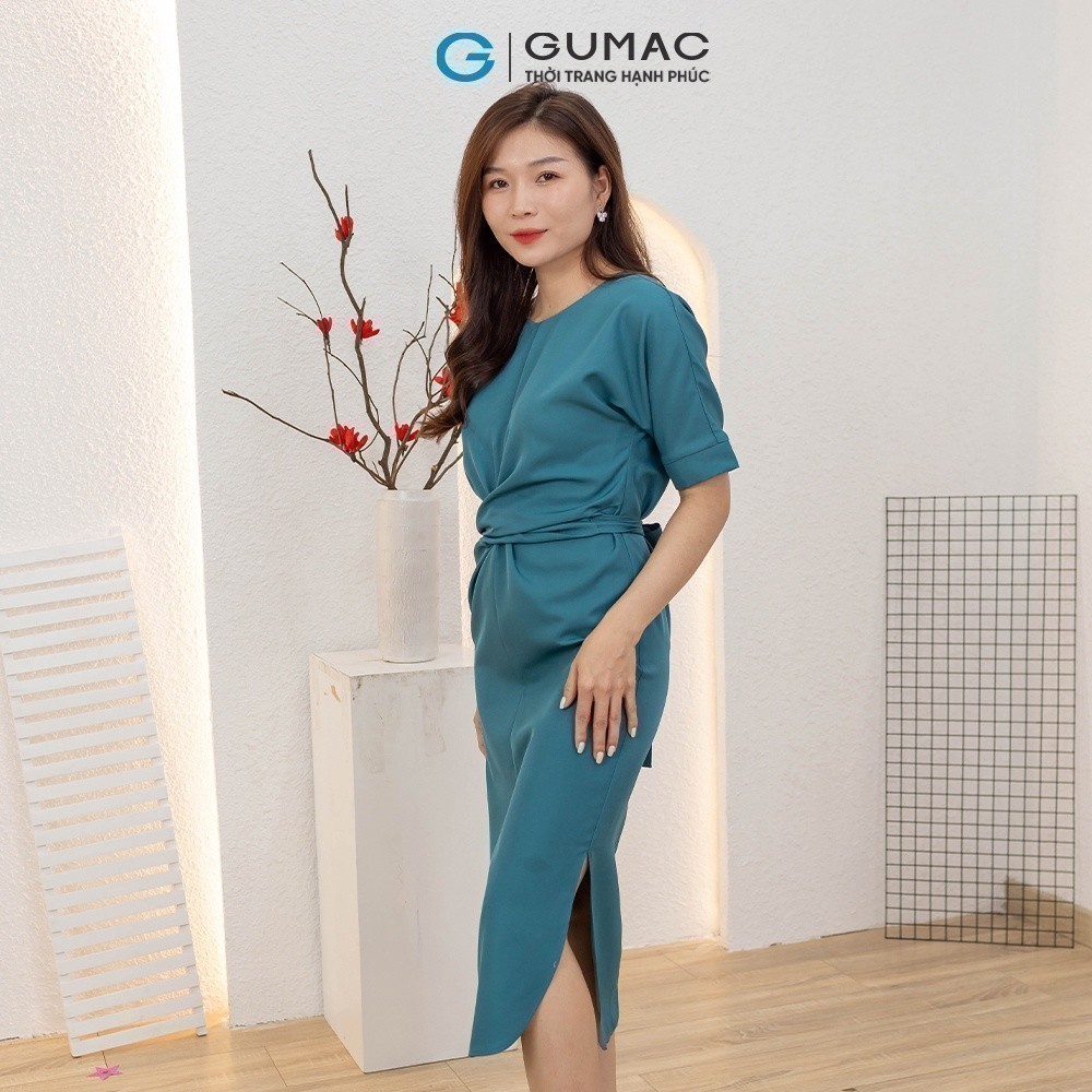 Đầm nữ xoắn eo cột nơ thời trang GUMAC DD03031