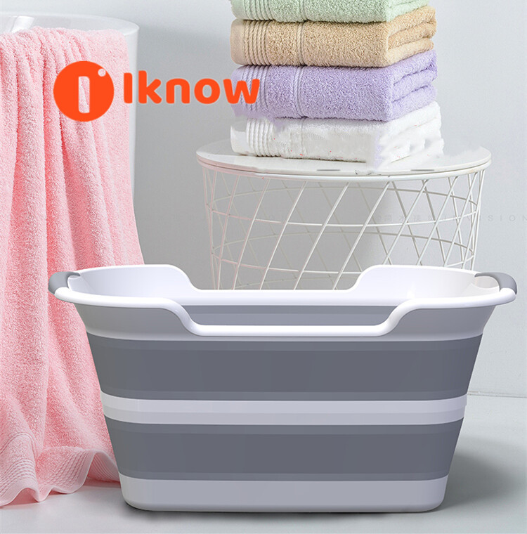 I know Foldable Multifunction Collapsible Plastic Shower Basin Laundry Basket Folding Baby Bathtub