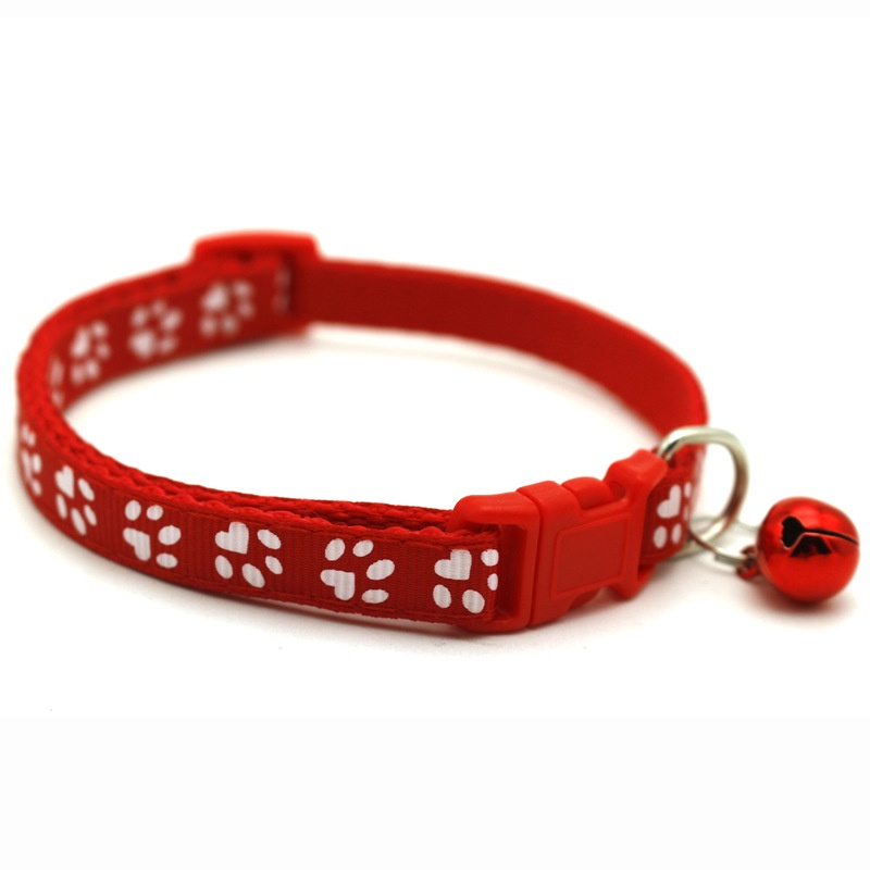Pet Collar Dog and Cat Collar Single Footprint Paw Print Color Bell Collar Pet Supplies