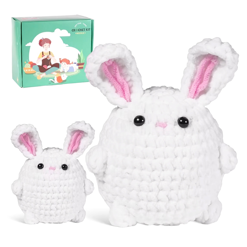 Hualuan-Crochet Kit DIY Rabbit Crochet Kit with Knitting Yarn Needles Plush Doll Easy