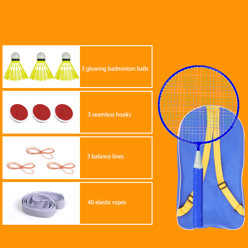 Single badminton trainer, indoor and outdoor children, adult trainer, one person play elastic slatory badminton