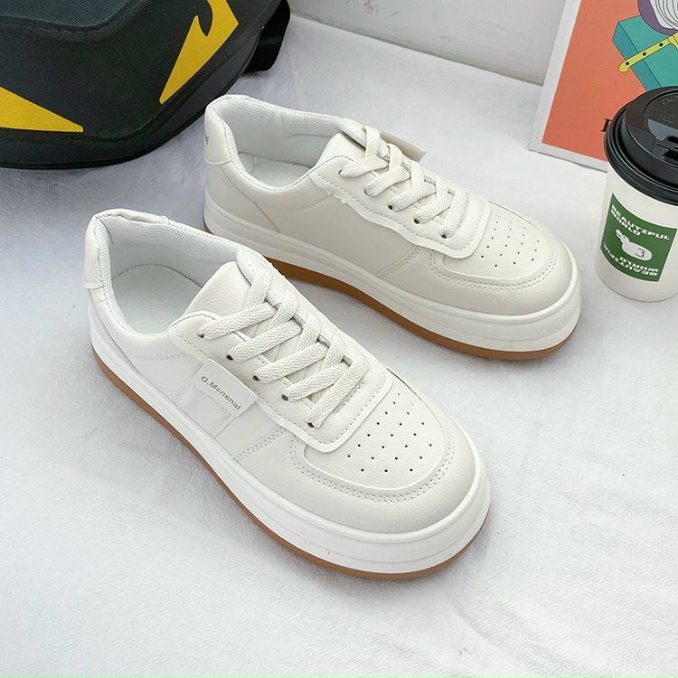 giày nữ basic sneaker trắng tuyết đế nâu nổi bật