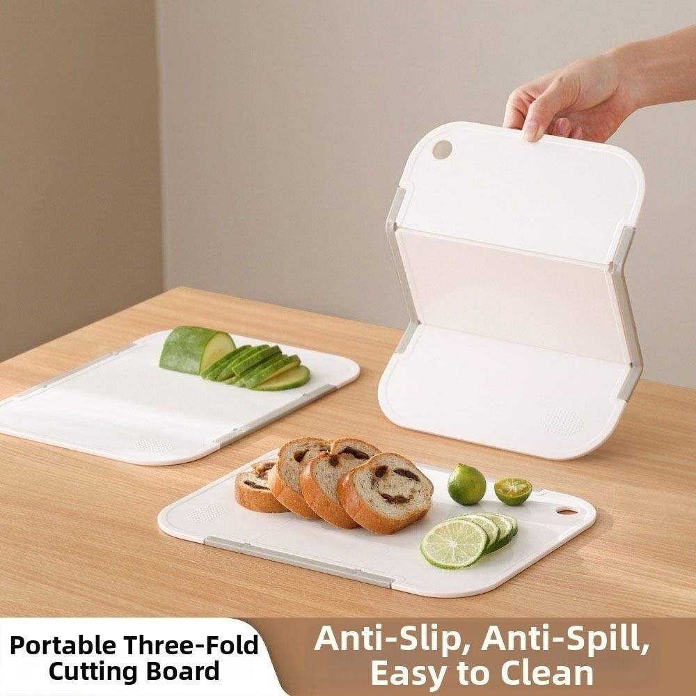 Vegetable Cutting Portable Foldable Chopping Board Double Sided Grinding Board Cutting Board Easy Storage 3 Foldable Design Fruit Cutting Board Cooking Preparation.
