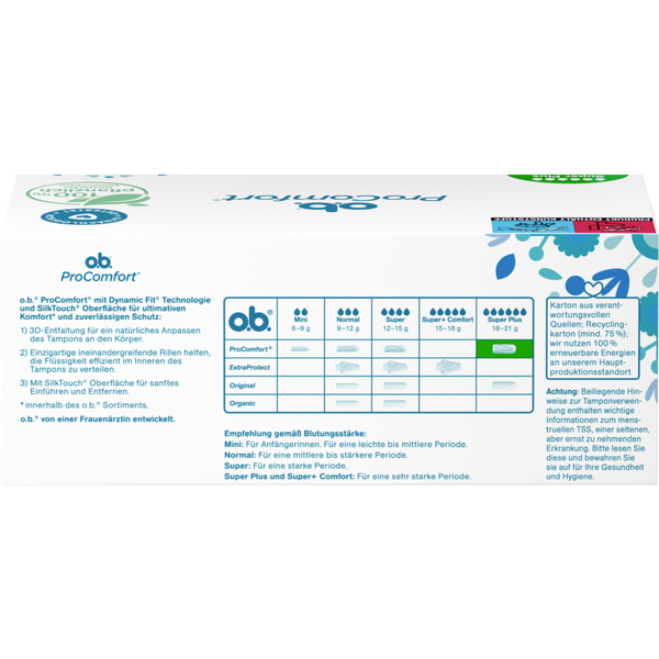 Băng vệ sinh tampon ob size super plus Procomfort 32st Đức (size đại lớn nhất  6 giọt dạng nút)