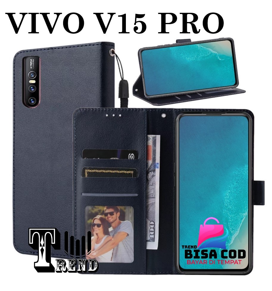 LEATHER CASE FLIP UNTUK VIVO V15 PRO -FLIP WALLET CASE KULIT VIVO