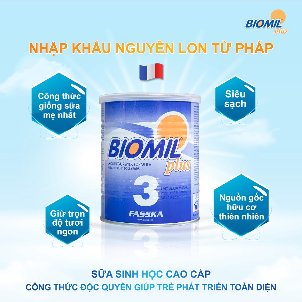 Sữa bột sinh học Biomil Plus 3 nhập khẩu Pháp 400g