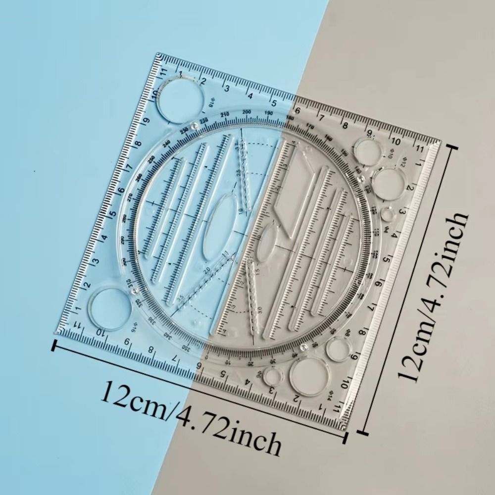 Projected Measuring Ruler Stationery Protractor Geometry Drawing Ruler 3D Scale Transparent ...