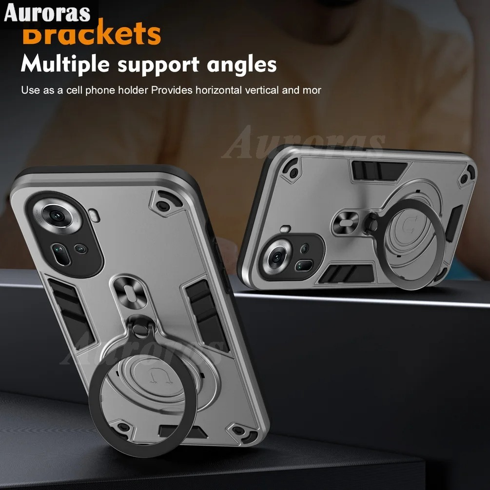For OPPO A60 Case Shockproof Armor iron Metal Ring Kickstand Bracket Casing for For OPPO Reno 11 10 10Pro Cover Casing HP.