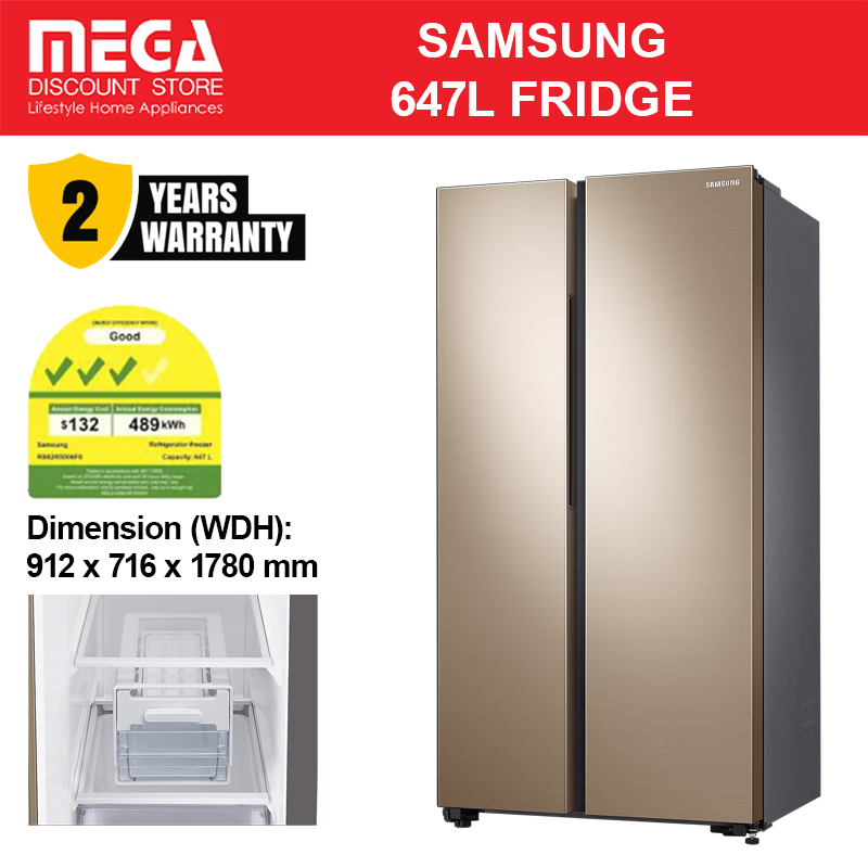 SAMSUNG RS62R5006F8/SS 647L SPACEMAX SIDE-BY-SIDE FRIDGE (3 TICKS