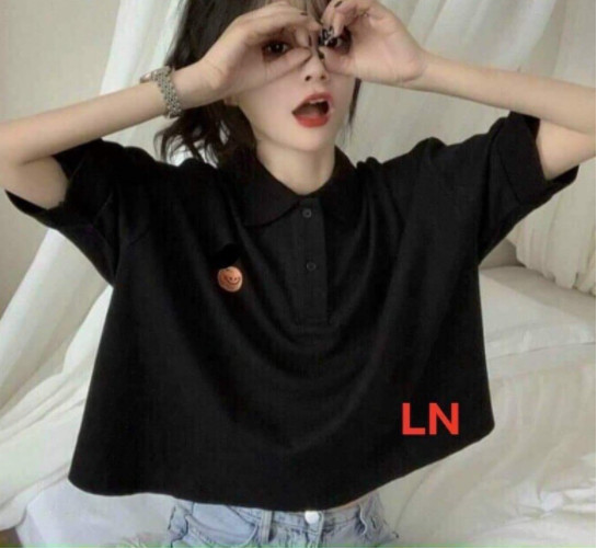 Áo polo croptop mặt cười LN11