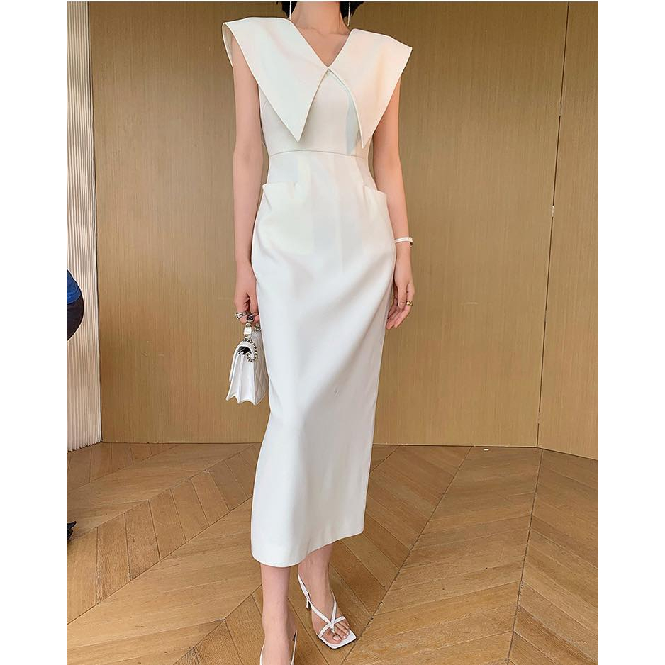 Váy chờm tay túi cổ v trơn ECLIPSE CLOTHING