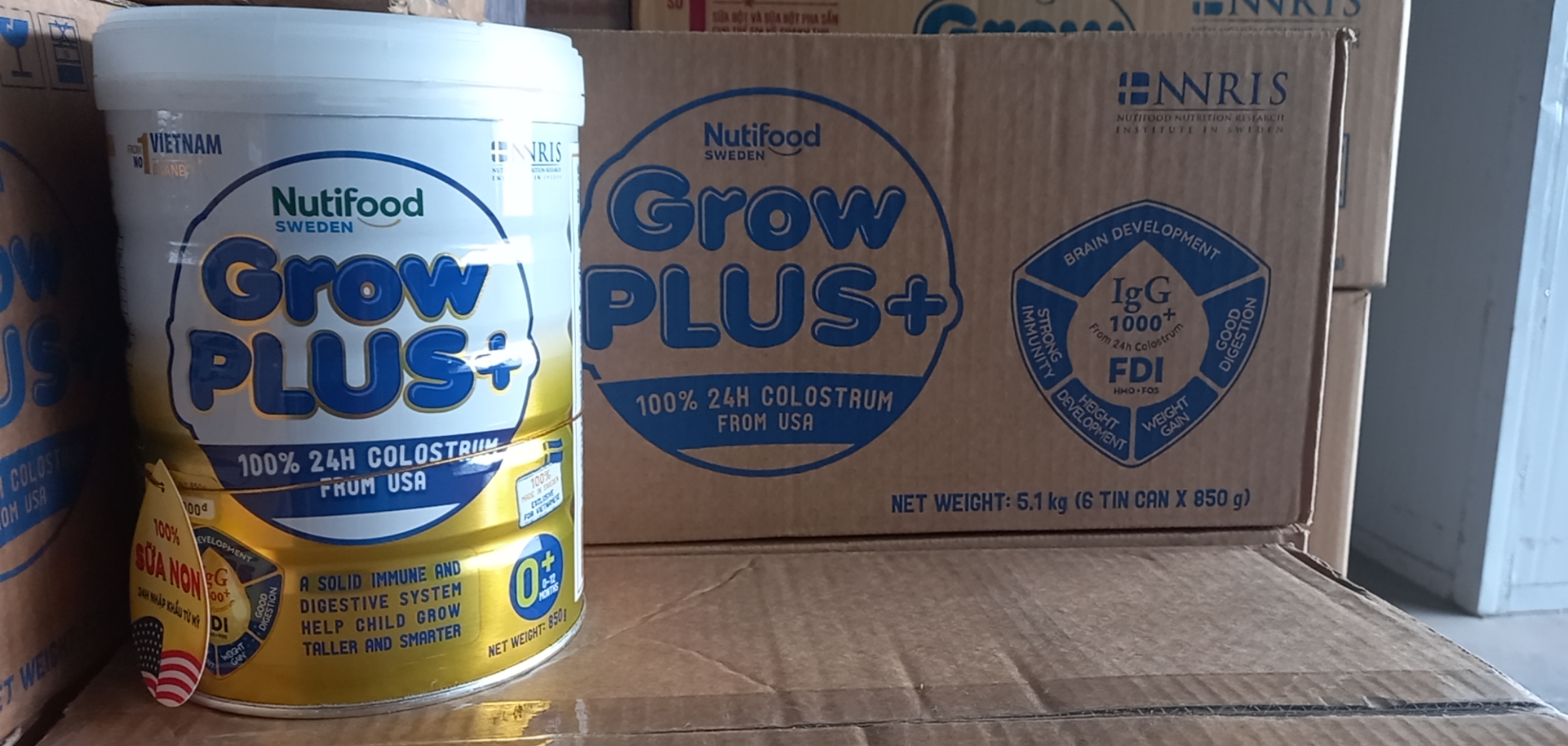 Sữa non Nutifood growplus vàng 0+ 800g