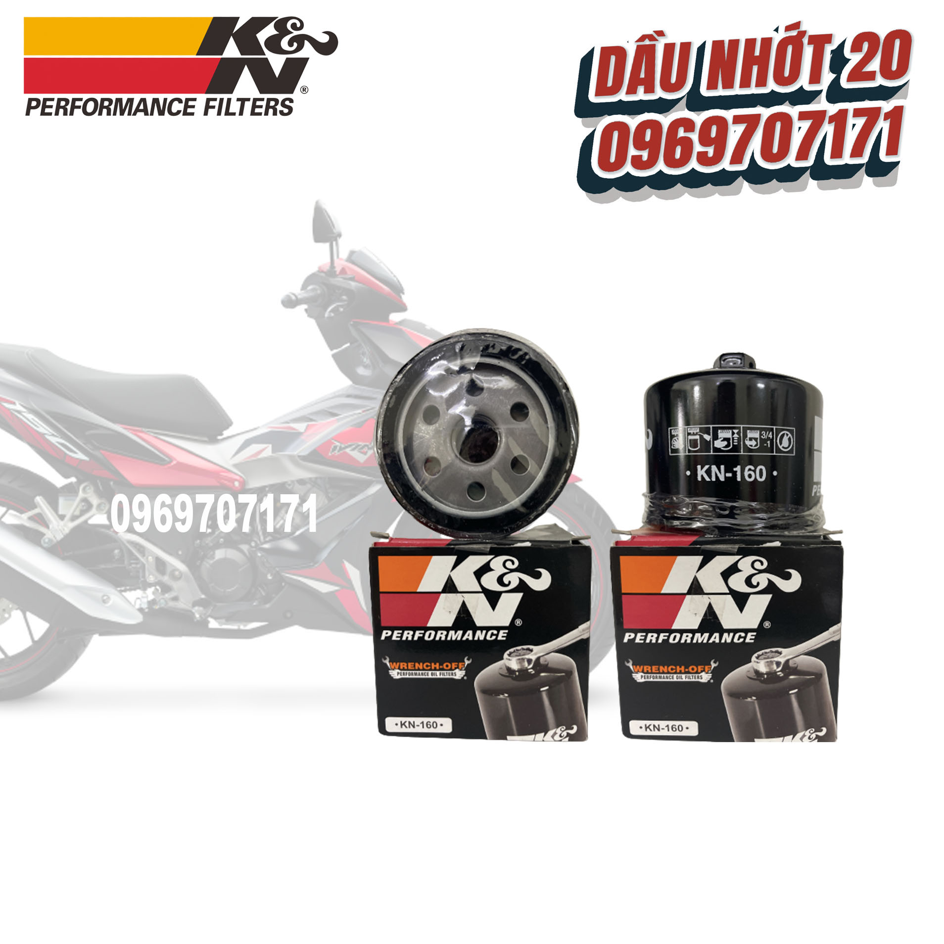 Lọc nhớt k&n kn-160 các dòng xe moto bmw, kn160, kn 160, k&n 160, k&n160