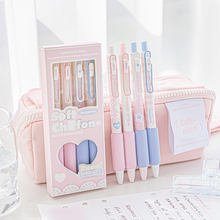 Set 4 bút gel Soft Chiffron Rosy Posy