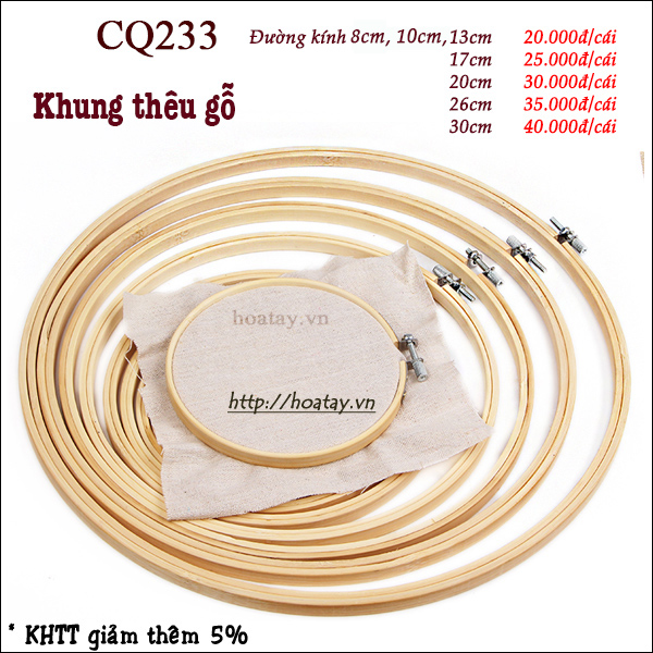 Khung thêu gỗ cq233- hoa tay handmade