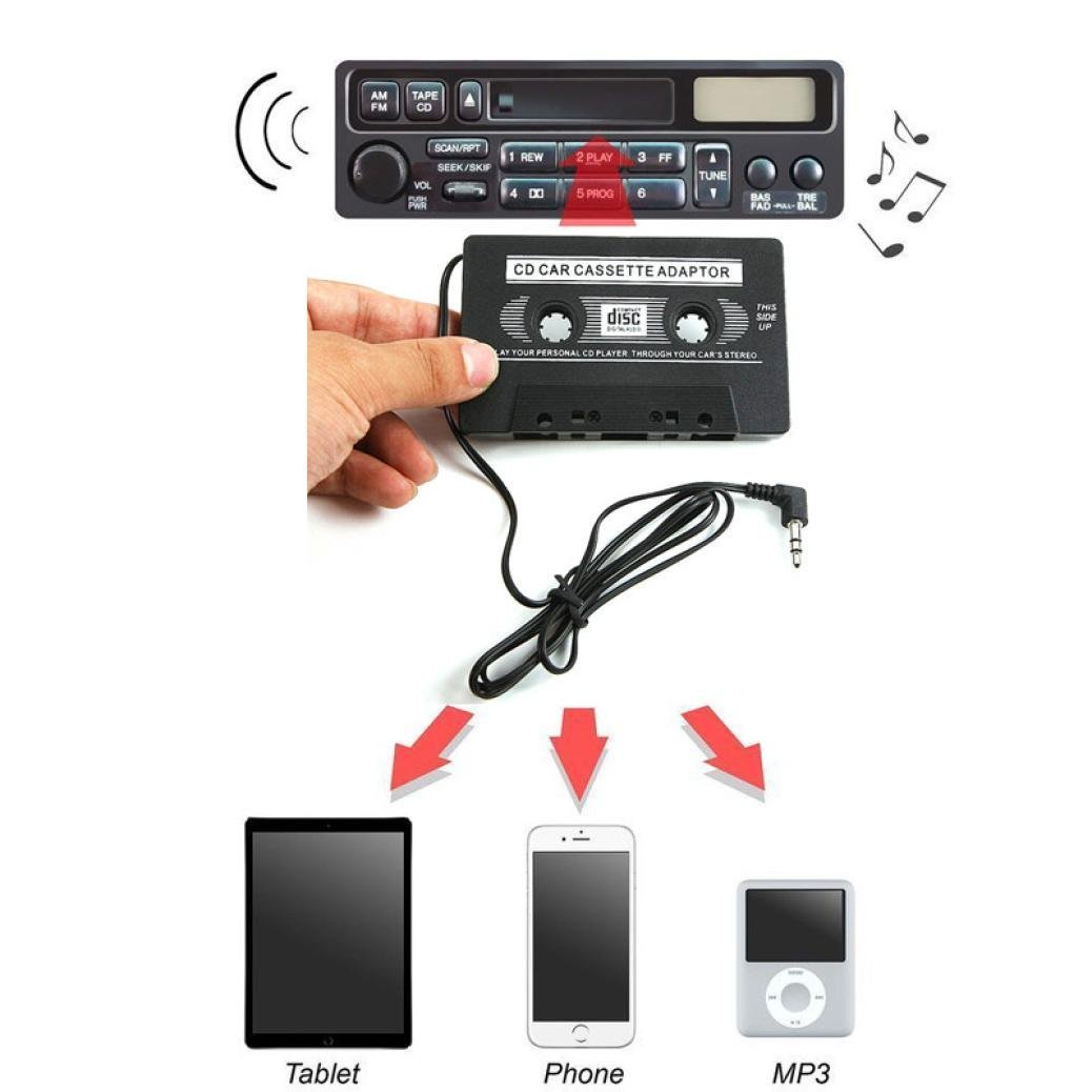 Car Cassette MP3 Player Tape Adapter 3.5mm Jack AUX Cable CD Audio Player Converter