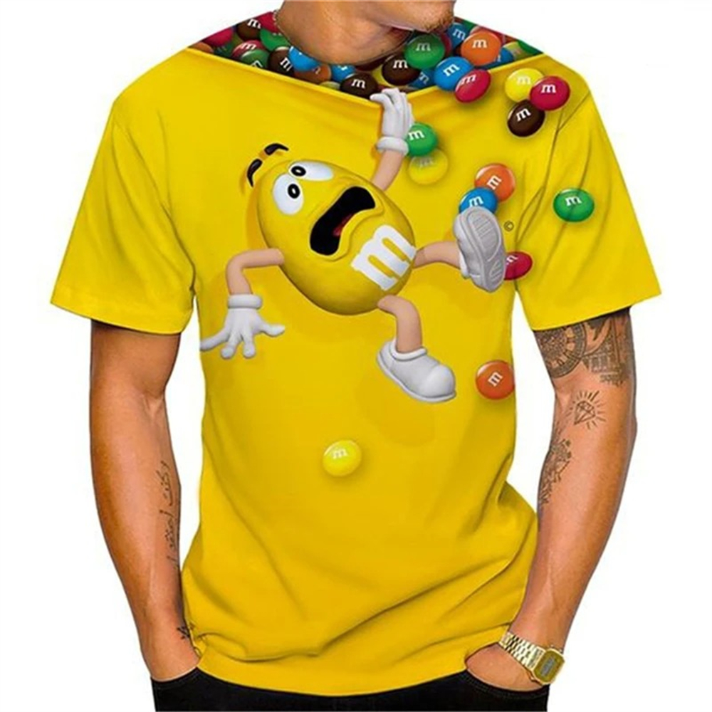 Funny%20M&M's%20Chocolate%20Bean%20Cartoon%203D%20Print%20T%20Shirt%20For%20Men%20Unisex%20Casual%20O-neck%20Short%20Sleeve%20T-shirt%20Fashion%20Children%20Loose%20Top%20-%20Image%204