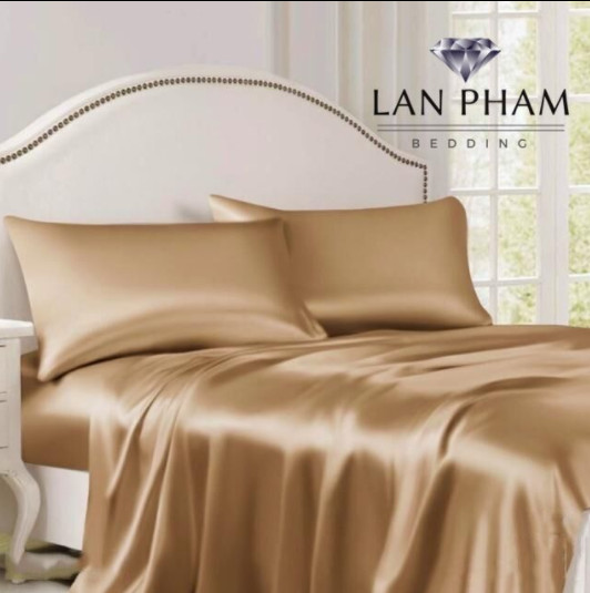 Drap Giường Ga Giường Lẻ Phi Lụa Lan Pham Bedding Mát Mịn - Vàng Đồng