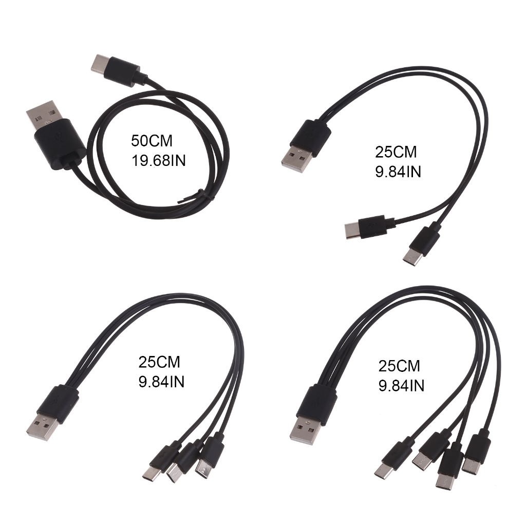 Multi Charging Cable Universal 1/2/3/4 in 1 Multiple Ports USB to USB C Charger