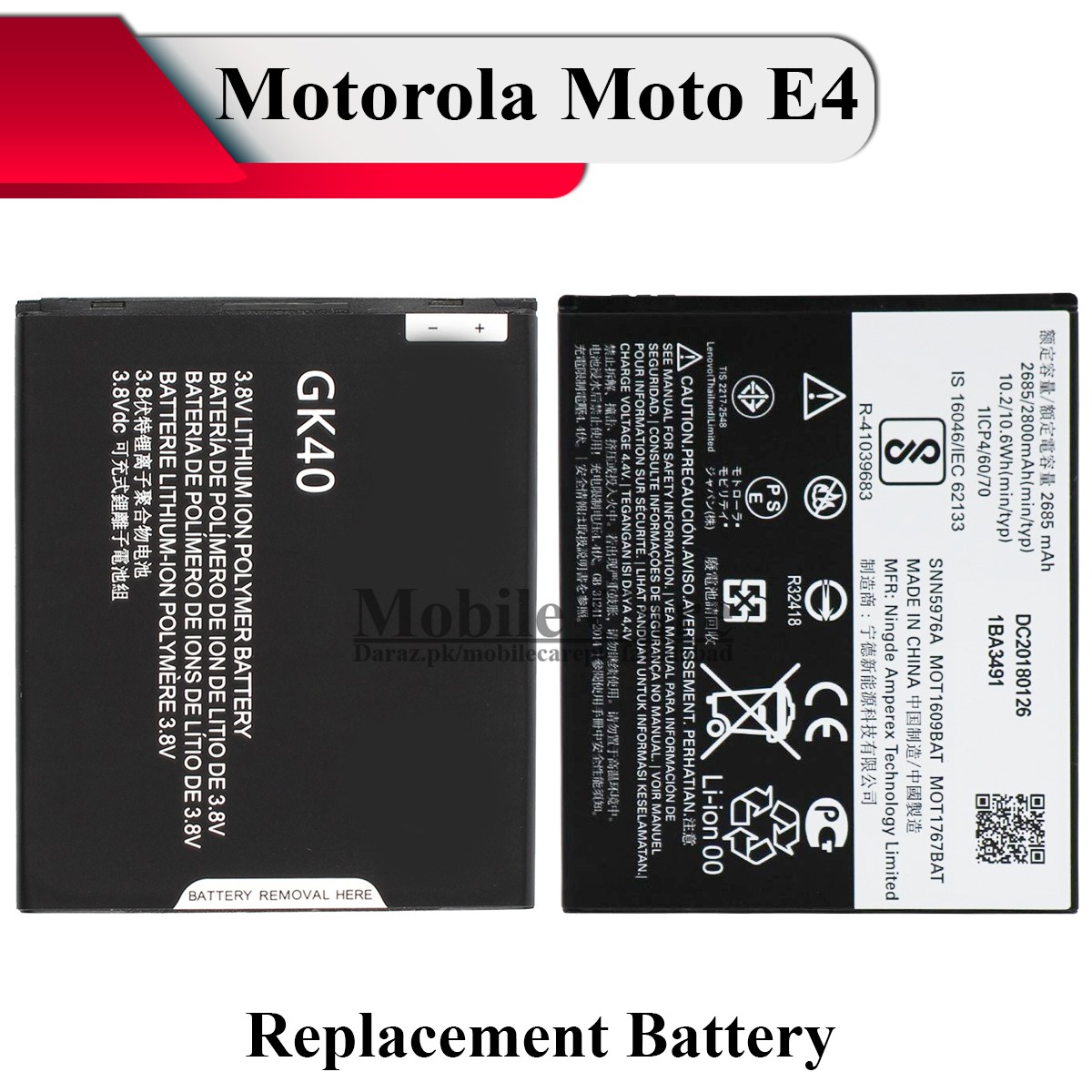 GK40 Replacement Battery GK-40 Premium Quality 2800mAh For Motorola Moto E4
