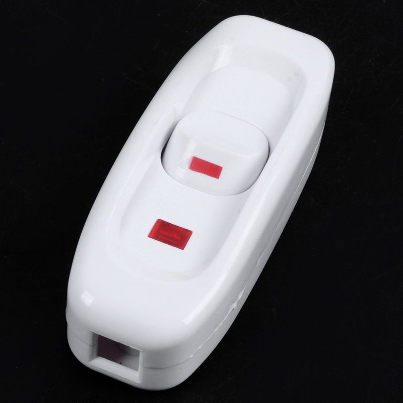 Compact White Plastic In-line Cord Light Lamp Switch