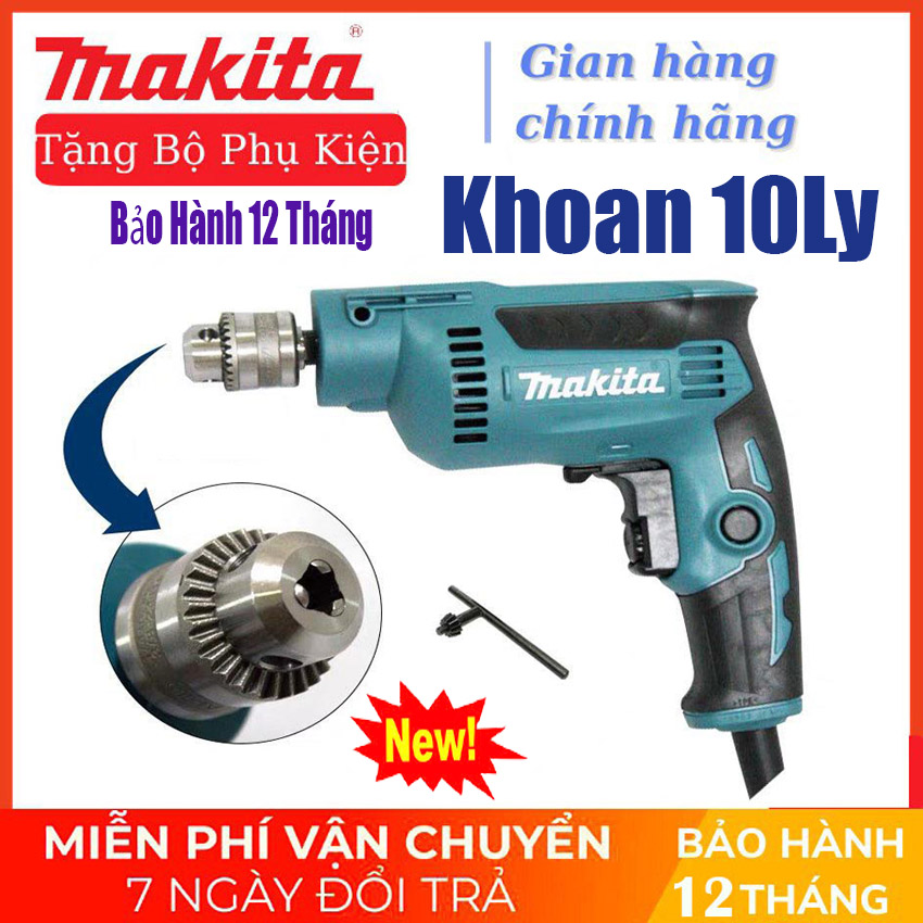 Mua máy khoan cầm tay chính hãng máy khoan điện makita dp2011 có khoan búa - khoan tường - khoan bắn vít - máy khoan gỗ - công suất 450w 100% lõi đồng.bh 12 tháng